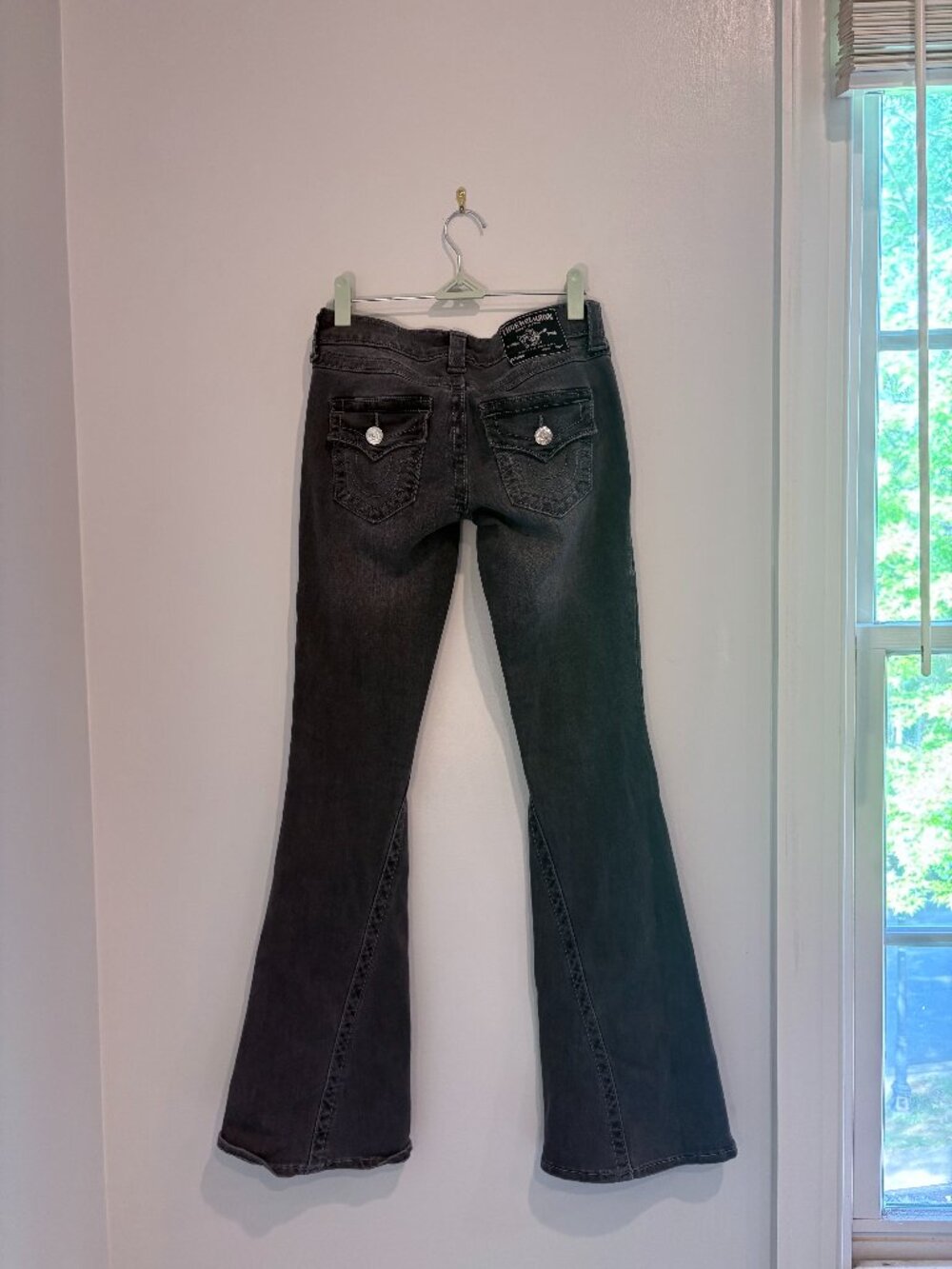 True Religion Joey Low Rise Flare Jeans Size 25 Gray Wash
